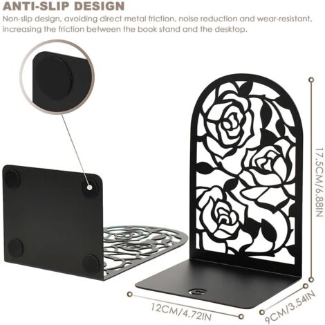 DIFIT Serre Livre, Presse Livre En Métal, 8 Paire Cale Livre, Bloc Livre Pour Étagère, Serre