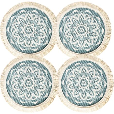 Sets de table ronds en corde de lin - Dessous de verre décoratif - Décoration de table à manger Sets de table ronds en corde de lin - Dessous de verre décoratif - Décoration de table à manger
