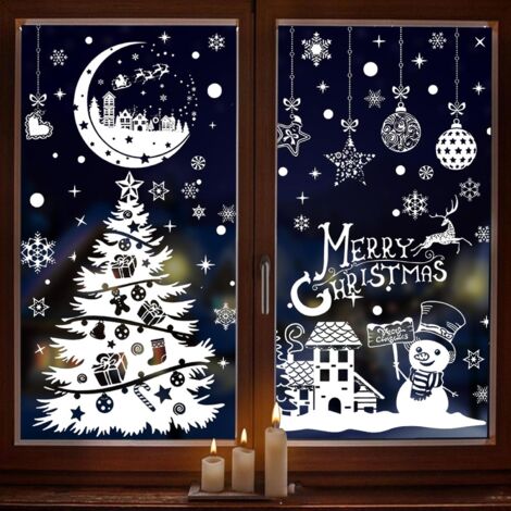 Lot De 9 Feuilles D'autocollants De Noël Pour Fenêtres - En PVC Réutilisable, Motifs Variés (30 X 20 Cm) - Décoration Festive - 3