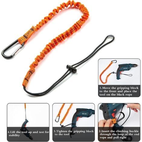 CSPARKV 3 Pièce Sharp Lanière à Outils, Cordon Porte-Outils de Sécurité Rétractables avec Mousqueton Simple et Extrémité de Boucle Réglable, Outil de Protection Contre Les Chutes