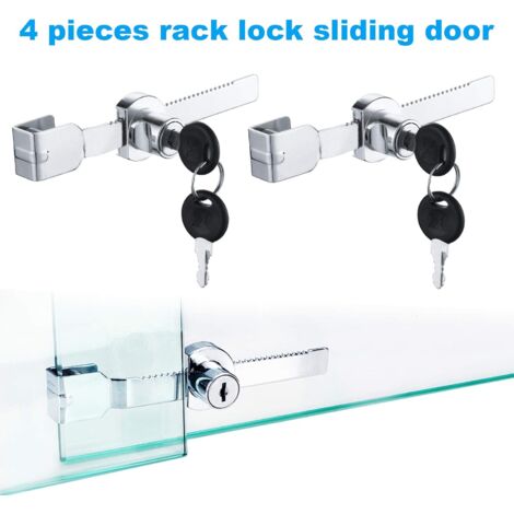 Bas De Porte CSPARKV Lot De 4 Serrures à Cliquet Pour Porte Coulissante En Verre Vitrine Vitrine Armoire En Verre Avec Finition Chromee Cles Identiques Grand 87279741 Guide Porte Coulissante