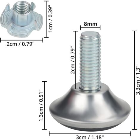 NATEE 20 Pack Pied Vérin Réglable pour Meuble, Pied de Nivellement Aevc