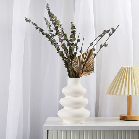 Vase Décoratif Incassable Beige - 20 Cm, Style Bohème Moderne - Avec Insert étanche Pour Fleurs Fraîches