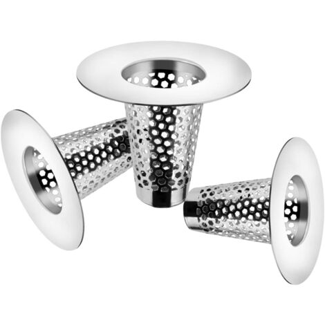 HERKINDNESS Filtre Évier 2 Pièces, Amovibles Acier Inoxydable Douche Cheveux, Lavabo Avec Noyau Ressort Laiton, Prévient Odeurs