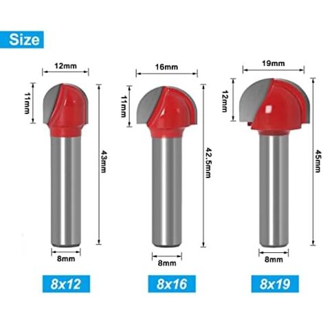 Fraise à Bois Multidents 8mm - Tiges 24/30/41/55mm, Carbure Tungstène, Pour Défonceuse Et Travail Du Bois