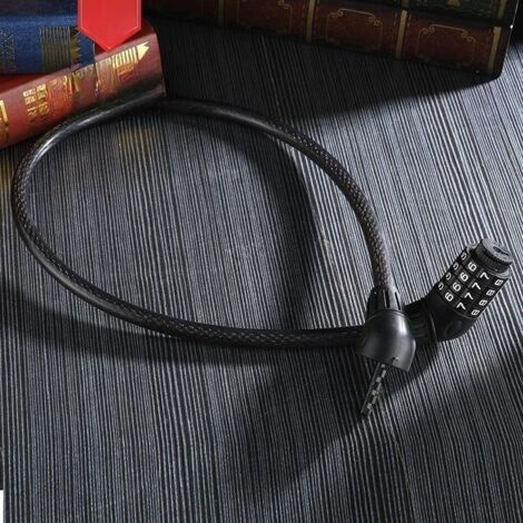 Cadenas Vélo à Code 5 Chiffres Avec Câble De 2 M - Diamètre 12 Mm, Antivol Pour Scooter, VTT - Revêtement PVC Anti-rayures