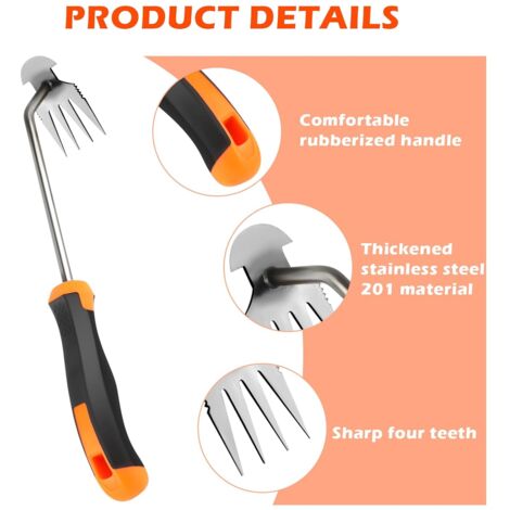 2 Désherbeurs Manuels En Acier Inoxydable SKIKHN - 34 Cm Avec Poignée Caoutchouc - Pour Arracher Mauvaises Herbes, Ameublir Sol