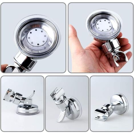 TAILI Support de Pommeau de Douche à Ventouse sans Perçage, étanche et Réglable en Hauteur, Support de Pommeau de Douche pour Salle de Bain, Grand Angle Réglable, Noir