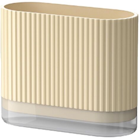 Organisateur De Couverts De Cuisine - Porte-Ustensiles Plastique Beige - 13,7x16,5cm - Drainage Intégré