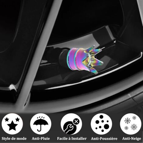 4 Bouchons De Valve Pour Pneus De Voiture - Éclatants Et Anti-poussière - Design Strass Rouge - ABS Durable