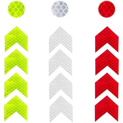 Lot De 40 Bandes Réfléchissantes Autocollantes – 4 Couleurs (blanc, Rouge, Jaune, Argent) – 3x8 Cm – Imperméables Et Haute Visibilité