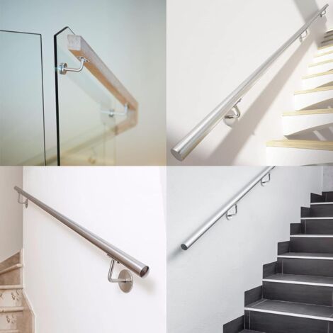 Lot De 2 Supports Main Courante Inox Poli - Barre Soutien Murale 60x60mm