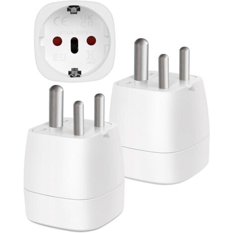 CSPARKV 【2 Pièces】 Adaptateur Prise Inde, Adaptateur Voyage Accessoires, EU vers Prise de Type D, Adaptateur de Voyage pour Inde, Népal, Sri Lanka, Mozambique