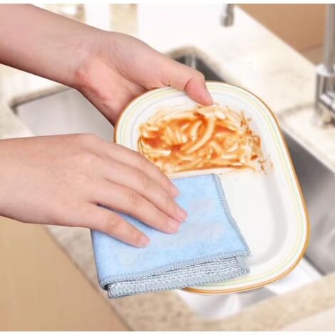10 Torchons Microfibre Double Couche 20x20cm - Nettoyage Sans Rayure Cuisine, Salle De Bain - Réutilisables - 9