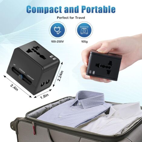 Adaptateur De Voyage Universel - Fonctionne Dans 150 Pays - Prise Tout-en-un Compacte Pour Tous Tes Voyages