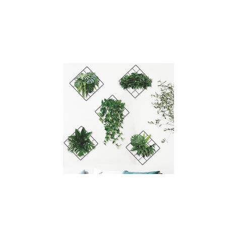 Stickers Muraux 3D Plantes Vertes - Lot De 3 Autocollants 28x63 Cm (PVC) - Décoration Salon, Chambre, Cuisine - Effet Niche Et Lumière Intégrée - 2