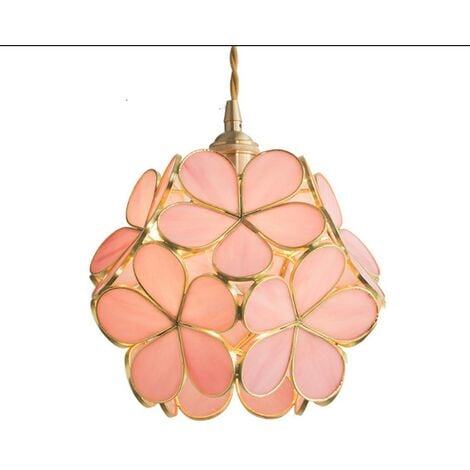Laiton Verre Lampe Chambre Chevet Restaurant Hôtel Allée Entrée Fille Coeur Pétale Lustre rose
