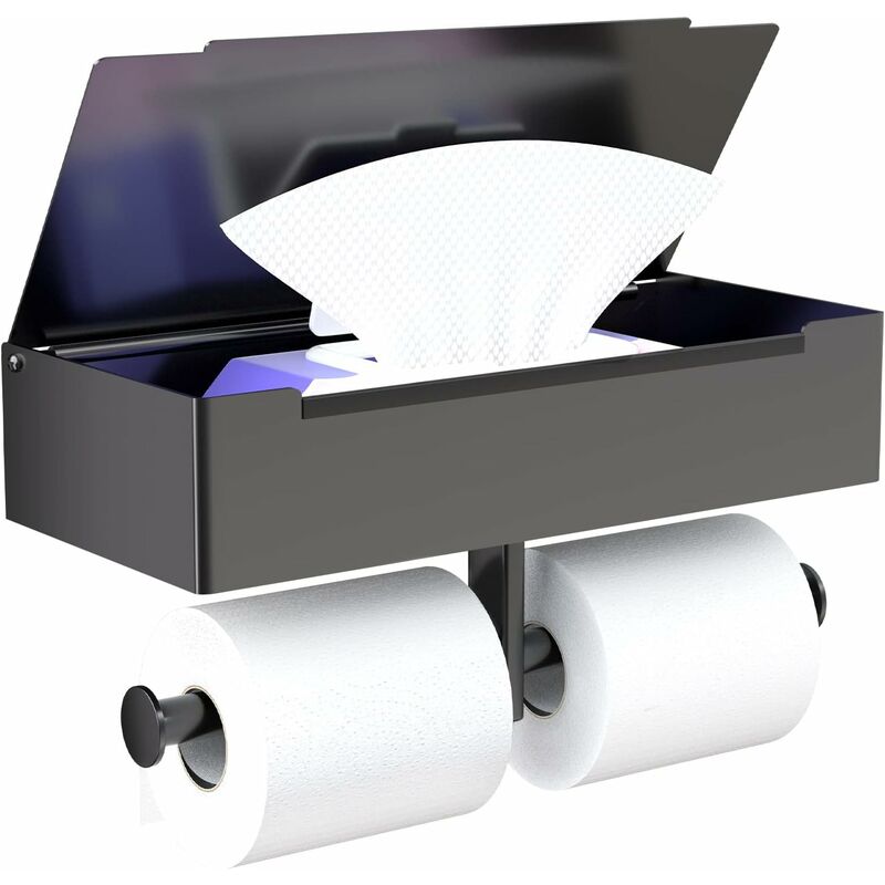 Porte Papier Toilette, Derouleur Papier Toilette Adhesif avec Tablette, 2  Méthodes de Montage (Autocollant ou Perçage), Support Papier Toilette Mural  pour Salle de Bain et Cuisine : : Bricolage
