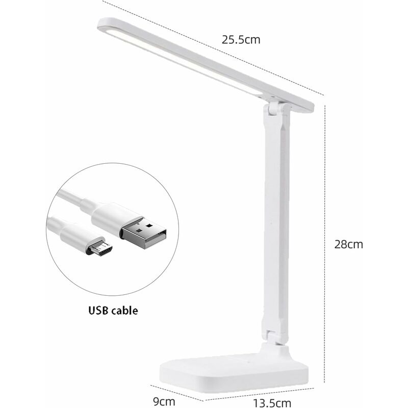 1 Pièce Lampe De Bureau Led Blanche Avec Câble Usb, Lampe De Lecture  Pliable Et Portative Pour Étudiants, Convient Pour La Lecture, L'étude, La  Maison Et Le Bureau, Mode en ligne