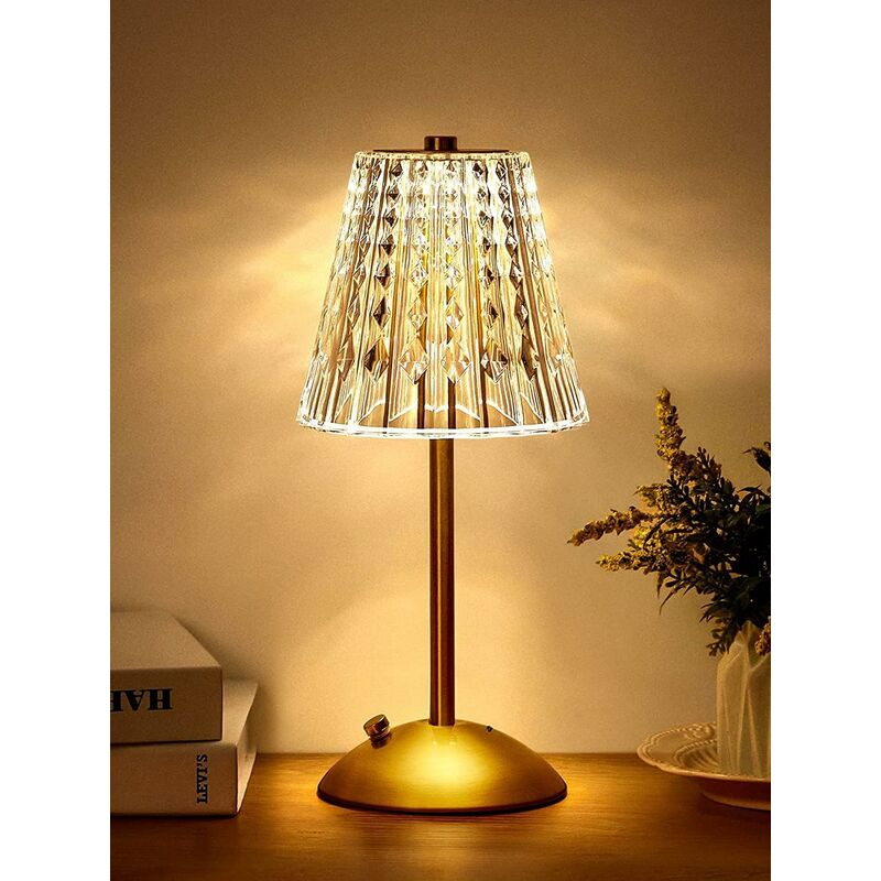 Lampe de table LED sans fil, USB, gradation tactile, veilleuse en cristal  romantique, lampes de chevet portables avec boîte, bar, café, hôtel