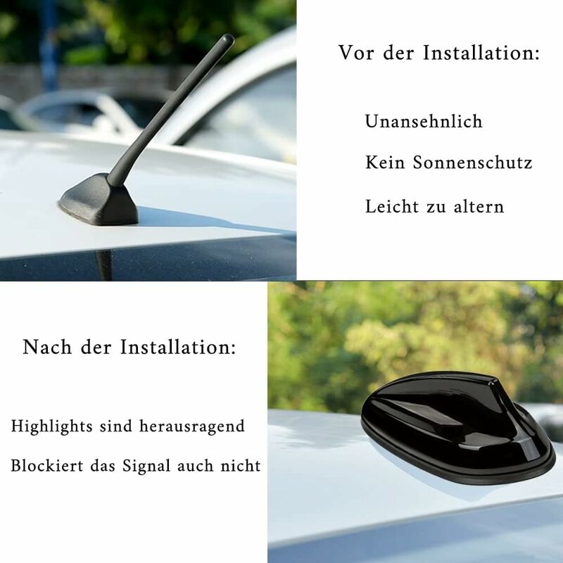 LTS FAFA Antenne de requin 2 pièces antenne de voiture universelle aileron  de requin signal radio AM et FM antenne décorative aileron de requin dessus