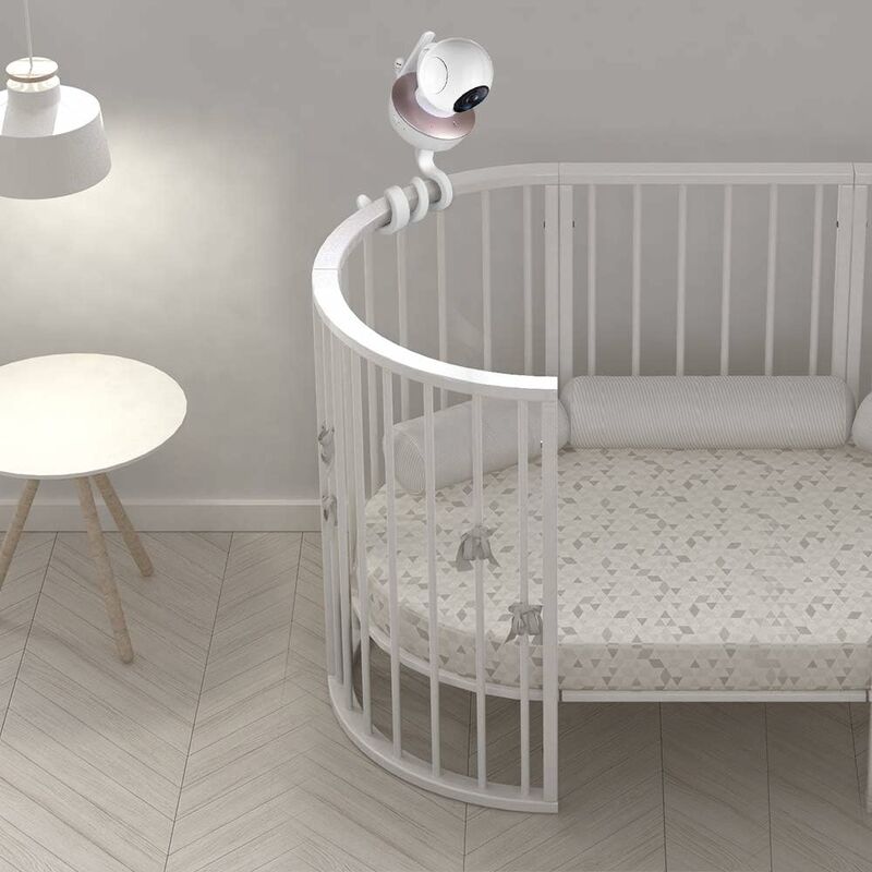 Support universel de caméra pour bébé, se fixe aux étagères de lit de bébé  blanc