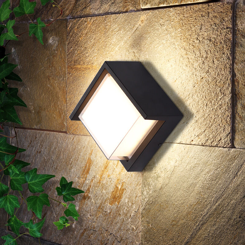 LED Applique Murale Extérieure Détecteur de Mouvement, 18W Éclairage IP65  Étanche Carré Noir Radar Contrôle Lumière pour Entrée, couloir, chemin,  patio, balcon, garage. (Blanc chaud)