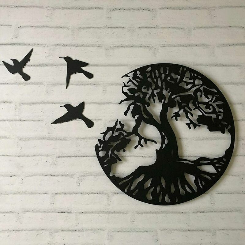 LTS FAFA Décoration Murale en Métal Arbre de Vie avec Oiseaux Déco