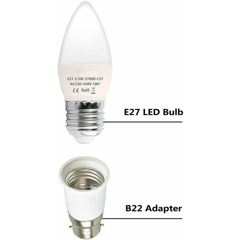 LTS FAFA B22 vers E27 Socket Convertisseur,Adaptateur de Douille pour  Ampoules LED et Ampoules Halogènes,Puissance Maximale 200W,0250V,120 Degrés  Résistant à la Chaleur