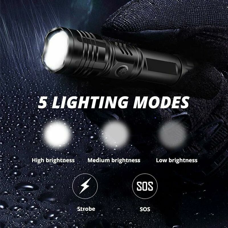 LTS FAFA Lampe torche puissante,Eletorot lampe torche puissante led  rechargeable usb,torche led puissante Pour la chasse au camping en  randonnée