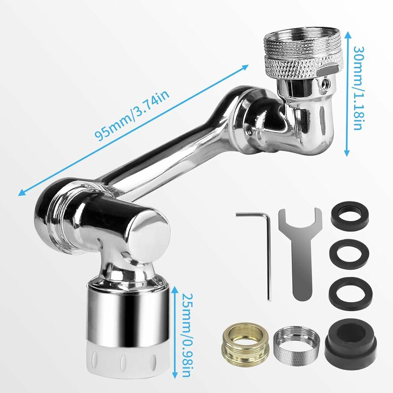 LTS FAFA Accessoire d'extension de robinet, aérateur de robinet rotatif à  1080°, buse de mélange à 2 rayons, aérateur universel pour robinets de  cuisine/salle de bain