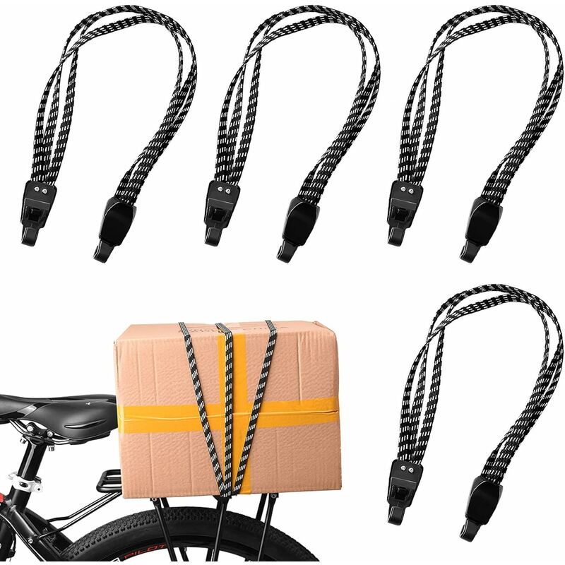 Relaxdays Tendeurs avec crochets, lot de 12, sangles pour porte-bagages  vélos, 4 tailles, attaches universelles, noir