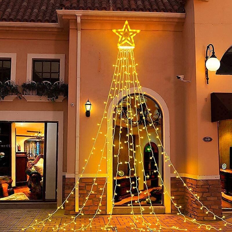 SWANEW 3.5M 96 Guirlande Lumineuse Rideau LED Guirlande Lumineuse terrasse  d'anniversaire de Noël Blanc froid