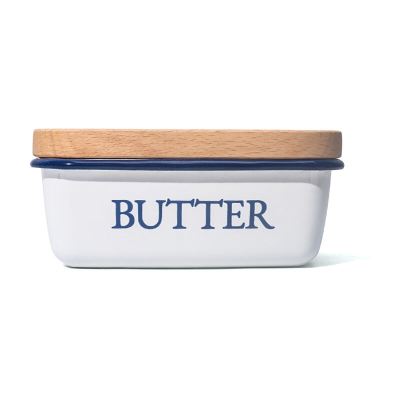 LTS FAFA Plateau de beurre avec couvercle en bois, cloche de beurre de 250  g, plateau de beurre polyvalent, couvercle en bambou élégant et durable,  blanc (blanc)