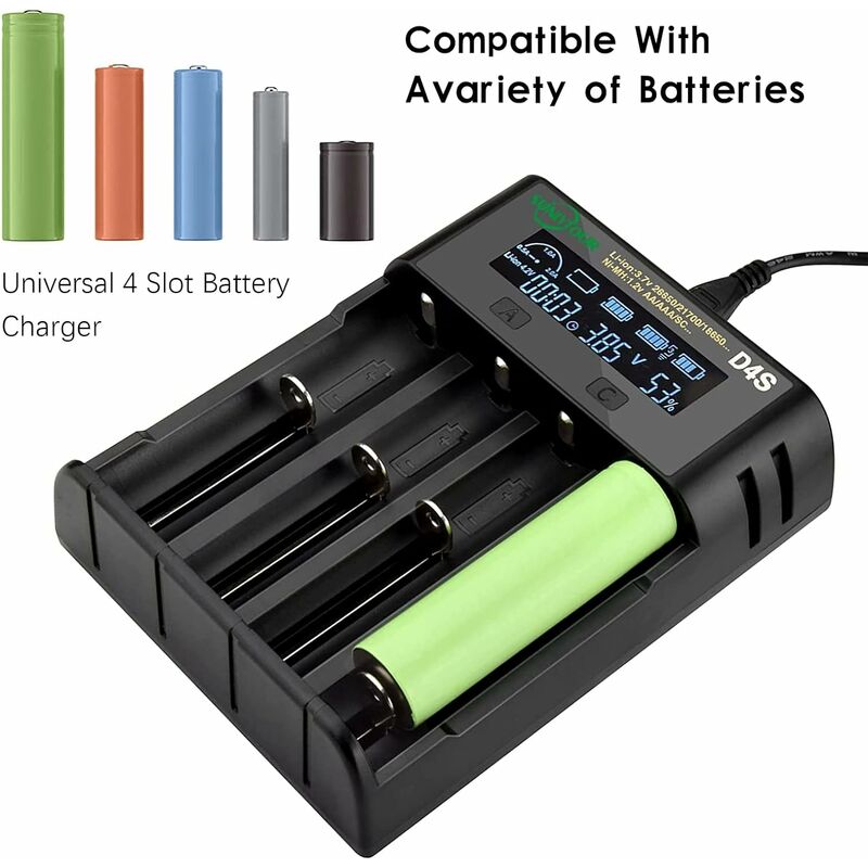 Vhbw Chargeur de piles compatible avec 17670, 18650 piles, batteries  domestiques Li-Ion (3.7V)