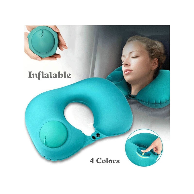 TD® Oreiller gonflable coussin de sieste en forme de U avec capuche al –
