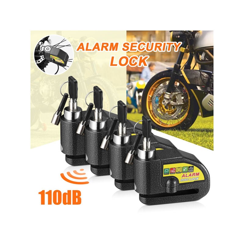 Verrouillage de frein à disque d'alarme de moto, cadenas de roue de moto  Anti-vol 110db son d'alarme pour motos vélos Scooter - Cdiscount Bricolage