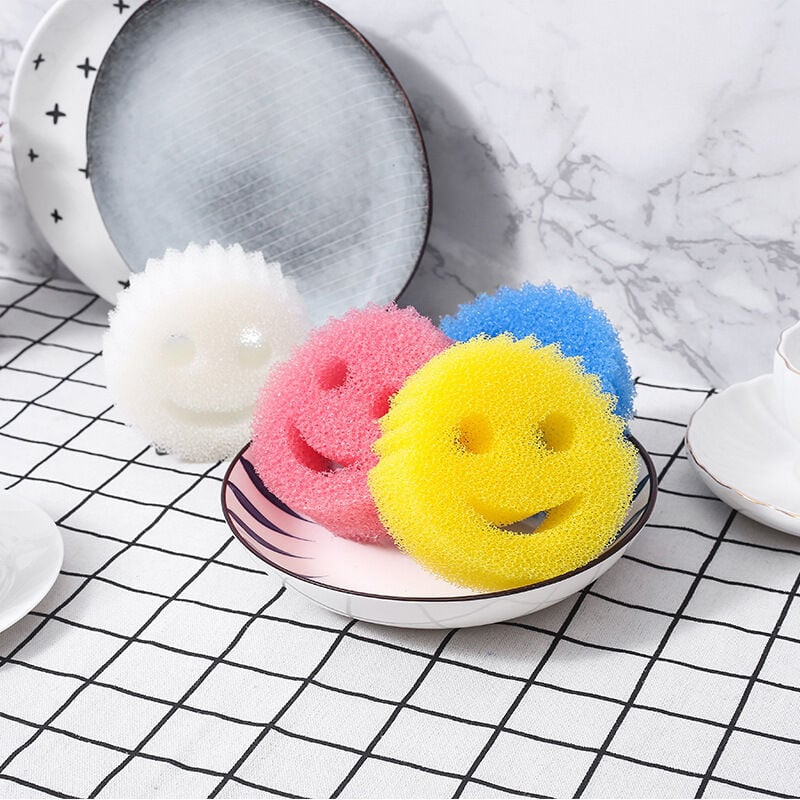 LTS FAFA Color Eponge Smiley Anti-Rayures, Eponge Vaisselle Lavable  Antibactérienne et Réutilisable, Eponges Vaisselles pour Cuisine et Salle  de Bain, Éponge à Récurer - Lot de 4（Couleur aléatoire）