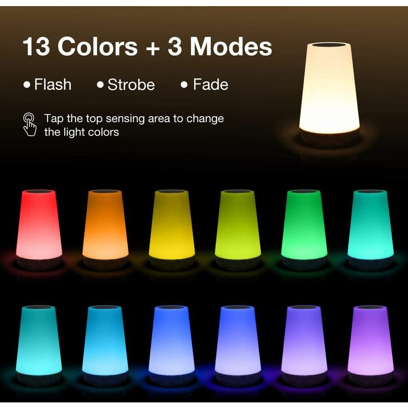 Lampe de Chevet Tactile avec Télécommande, Taipow Veilleuse Enfant  Rechargeable avec 13 Couleurs Changeantes & Luminosité Ajustable, Lampes  Nuit de Table Sans Fil pour chambre à coucher, chambre d'enfant :  : Bricolage