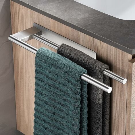 porte serviette salle de bain sans perçage, petit support serviette en  acier inoxydable, argenté