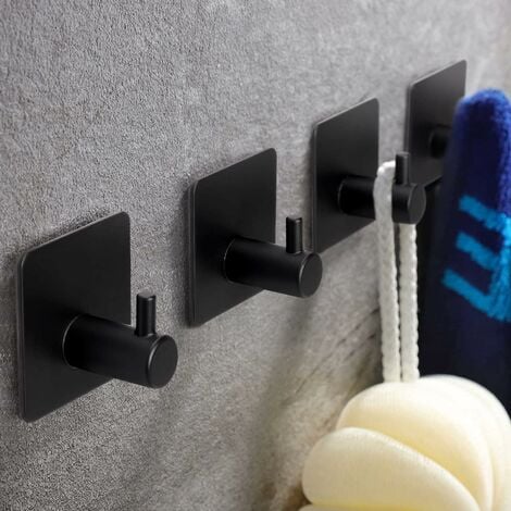 Porte-Serviettes Murale - Sans Perçage - Adhesif Porte Serviette Salle de  Bain- Avec 2 crochets - Pour salle de bain,Toilettes, 60 cm Noir (2  couches) : : Bricolage