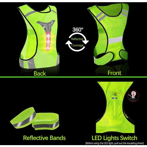 Gilet de sécurité réflechissant avec clignotant LED pour vélo ou