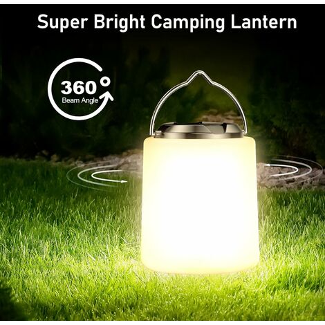 Lanterne Camping Rechargeable, Lampe Camping LED Rechargeable-Lumière  Blanche Chaude 3000K, Luminosité Réglable 3 Modes, 10H