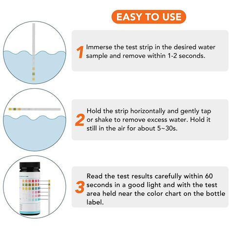Kit de test d'eau potable 100pcs Kit d'analyse de l'eau 100pcs pour le  robinet de puits d'eau potable à la maison Bandelettes de test de qualité  de l'eau pour le brome de