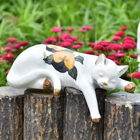 LTS FAFA Statue de jardin chat endormi mignon - Décoration d
