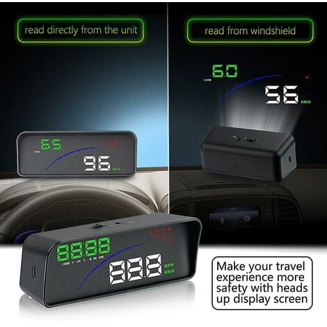 Écran HUD universel pour voiture OBD + GPS Affichage tête haute définition  Compteur de vitesse Diagnostic de voiture Code d'erreur Alarme de conduite  sûre C2