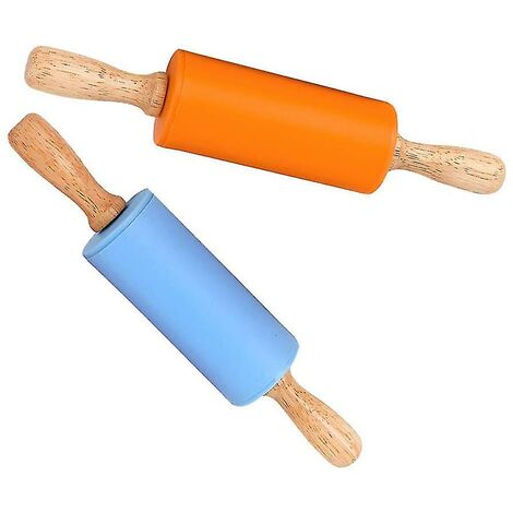 LTS FAFA Mini rouleau à pâtisserie, paquet de 2 rouleaux à pâtisserie  antiadhésifs avec manche en bois pour enfants