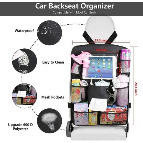 LTS FAFA Pack organisateur de siège arrière de voiture pliable avec support  de tablette à écran