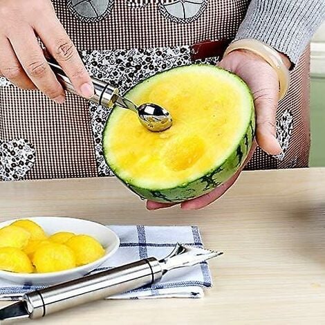 Couteau à découper triangulaire en acier inoxydable, décoration de fruits,  cuillère boule à Melon, bricolage plateau de fruits, outil de coupe