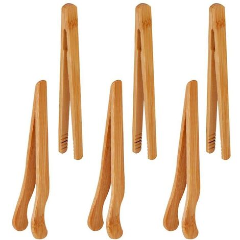 LTS FAFA 6 pièces pinces de cuisine en bambou, pinces en bambou, pinces à  pain en bois, pinces de cuisine